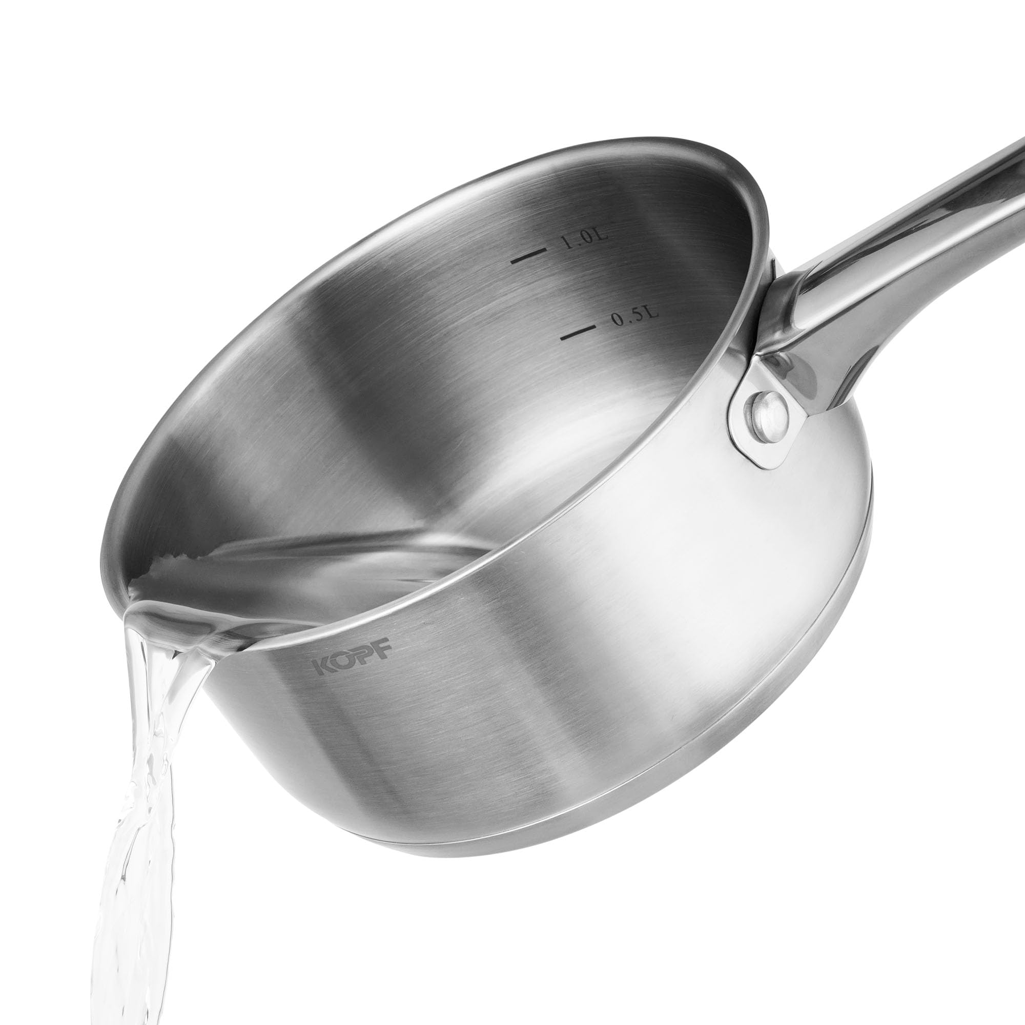 KOPF Topfset Induktion Clara 8-teiliges Kochtopf Set mit Edelstahl Töpfe | Backofen & Spülmaschinen geeignet | Topf Set für alle Herdarten | 4 Kochtöpfe, 1 Stielkasserolle, 3 Glasdeckel | Literskala