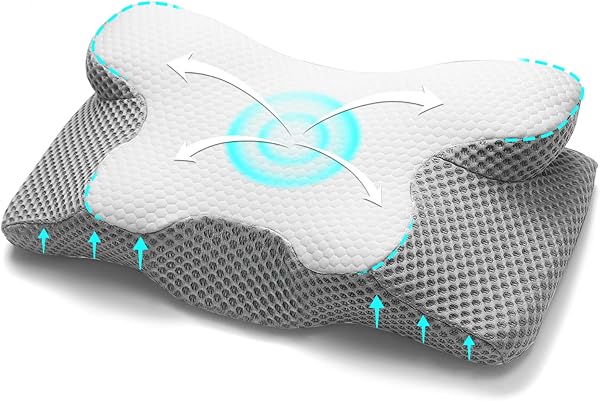 MULISOFT Cuscino Morbido per un Sonno Ristoratore N-1130, Cuscino Cervicale in Schiuma Memory, Adatto a Tutte le Posizioni di Sonno, Fodero Lavabile, Design Ergonomico