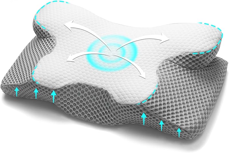 MULISOFT Cuscino Morbido per un Sonno Ristoratore N-1130, Cuscino Cervicale in Schiuma Memory, Adatto a Tutte le Posizioni di Sonno, Fodero Lavabile, Design Ergonomico