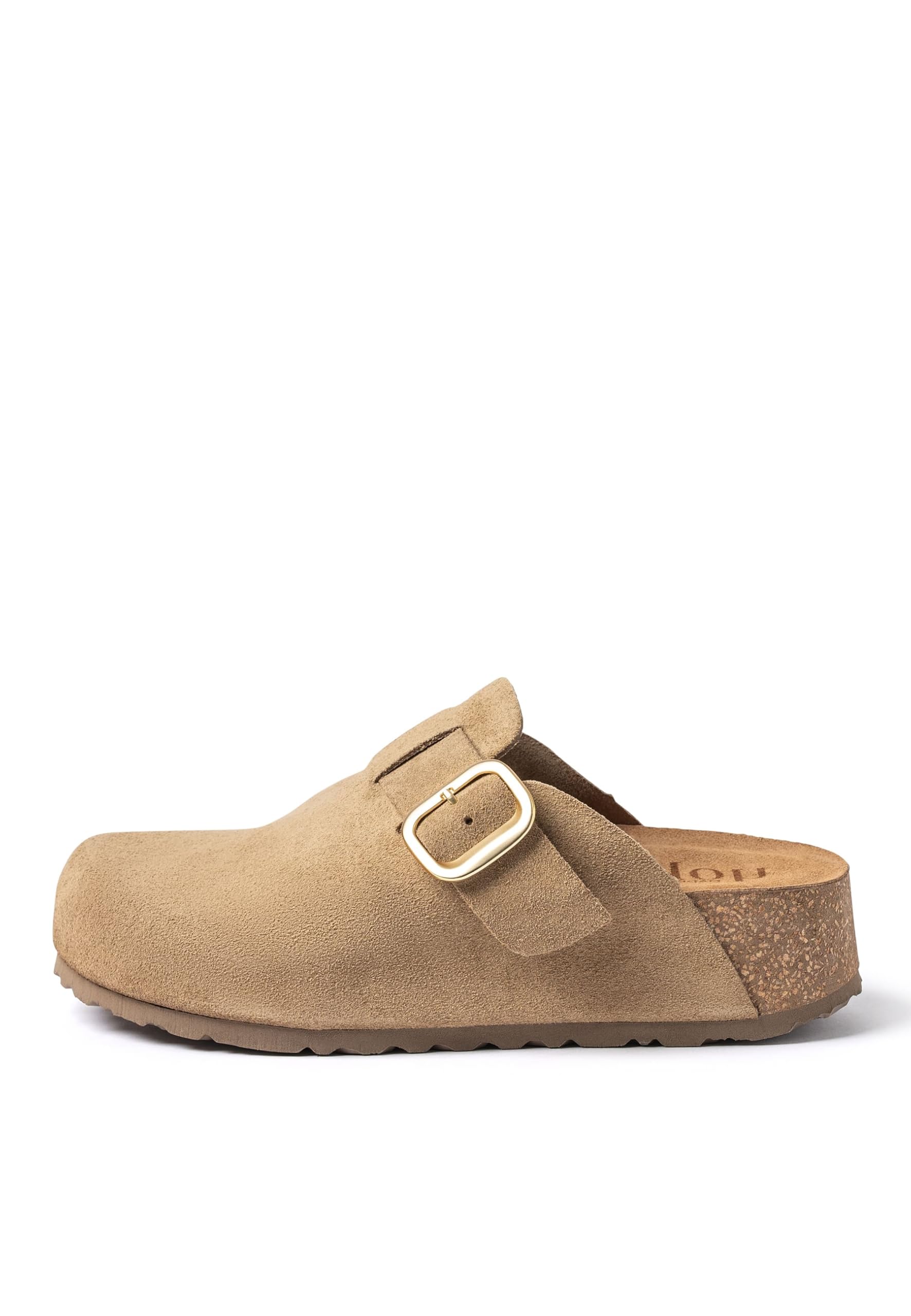 Yokono Zueco Plataforma WIWI-264 MARRÓN Claro | Zapatos Mujer Primavera-Verano | Piel Vacuna Serraje | 4 CM