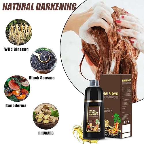 Miniatura 9 de GDRFNP Black Hair Dye Shampoo 3 en 1, champú con ingredientes herbarios, tinte para cabello negro para mujeres y hombres, champú de cobertura de