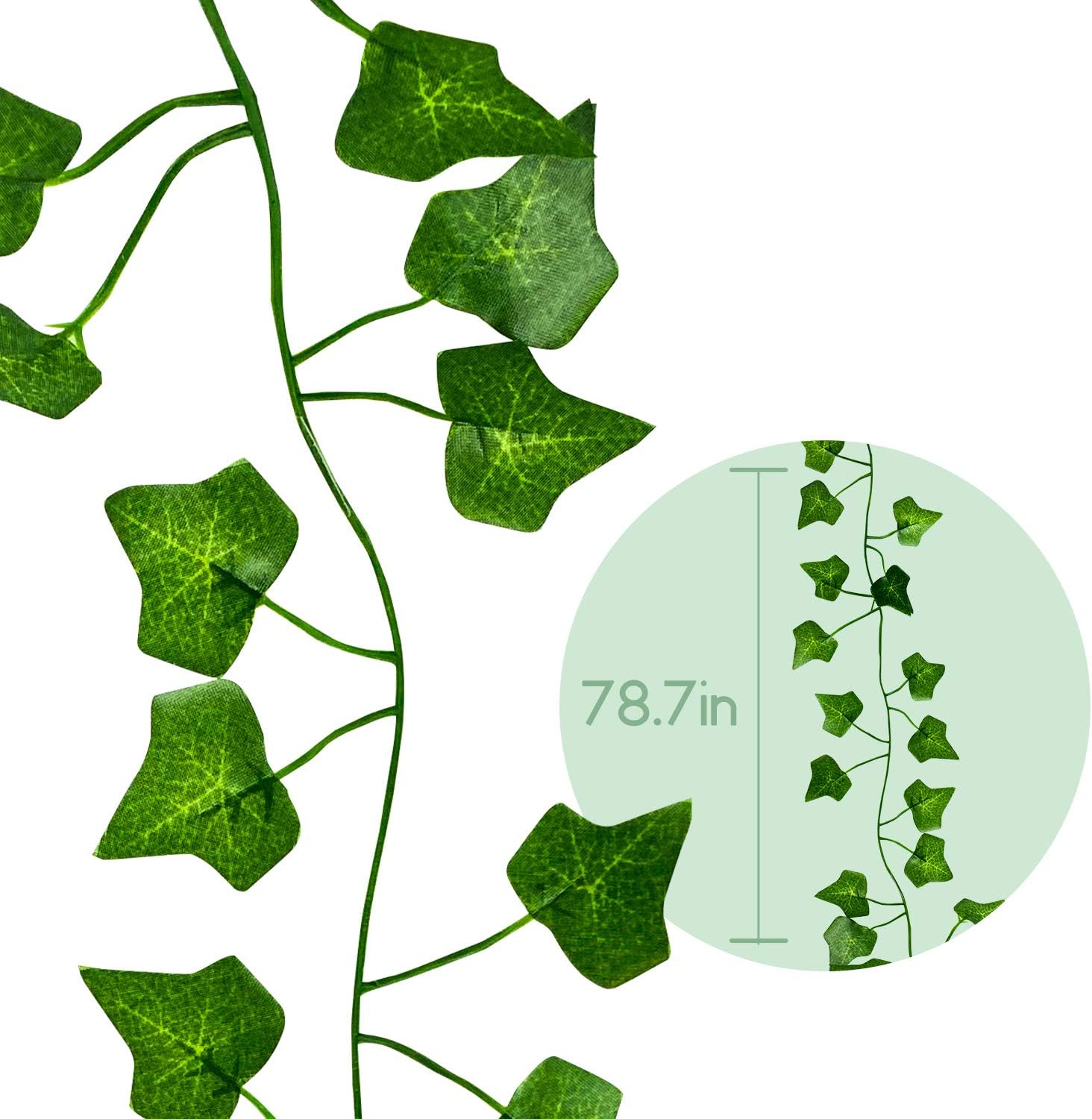 Yatim 78-Ft 12 Pack Artificial Plants Greeny Chain Wall Hanging Leaves for Home Room Garden Wedding Garland Outside Decoration