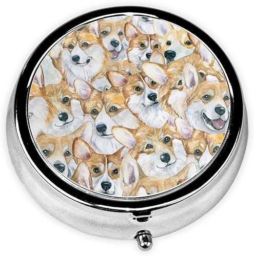 Fun Corgi - Pastillero pequeño diario para pastilleros, organizador de 3 compartimentos para vitaminas, contenedor de píldoras de viaje, pastillero