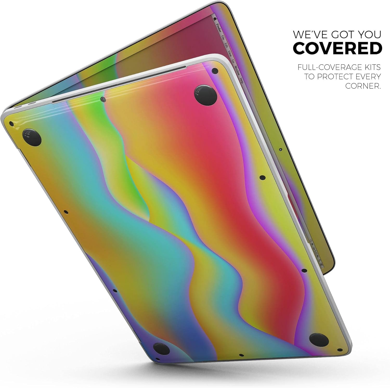 DesignSkinz - Abstract Neon Wave V8 - Full-Body Wrap Protective Decal Skin Kit Compatible with MacBook 13" Pro M1 (A2338)