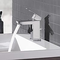Vista 2 de Grohe 2312900A Eurocube - Grifo de baño de un solo orificio con mango y tamaño S, 1.2 GPM, cromado Starlight