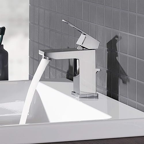Miniatura 3 de Grohe 2312900A Eurocube - Grifo de baño de un solo orificio con mango y tamaño S, 1.2 GPM, cromado Starlight
