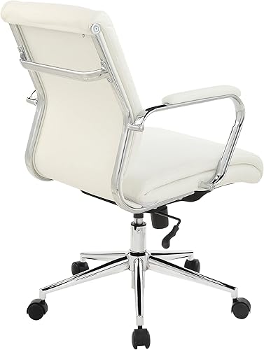 Miniatura 5 de Office Star Silla de oficina ajustable Antimicrobial Manager con base cromada, respaldo medio, tela de nieve Dillon