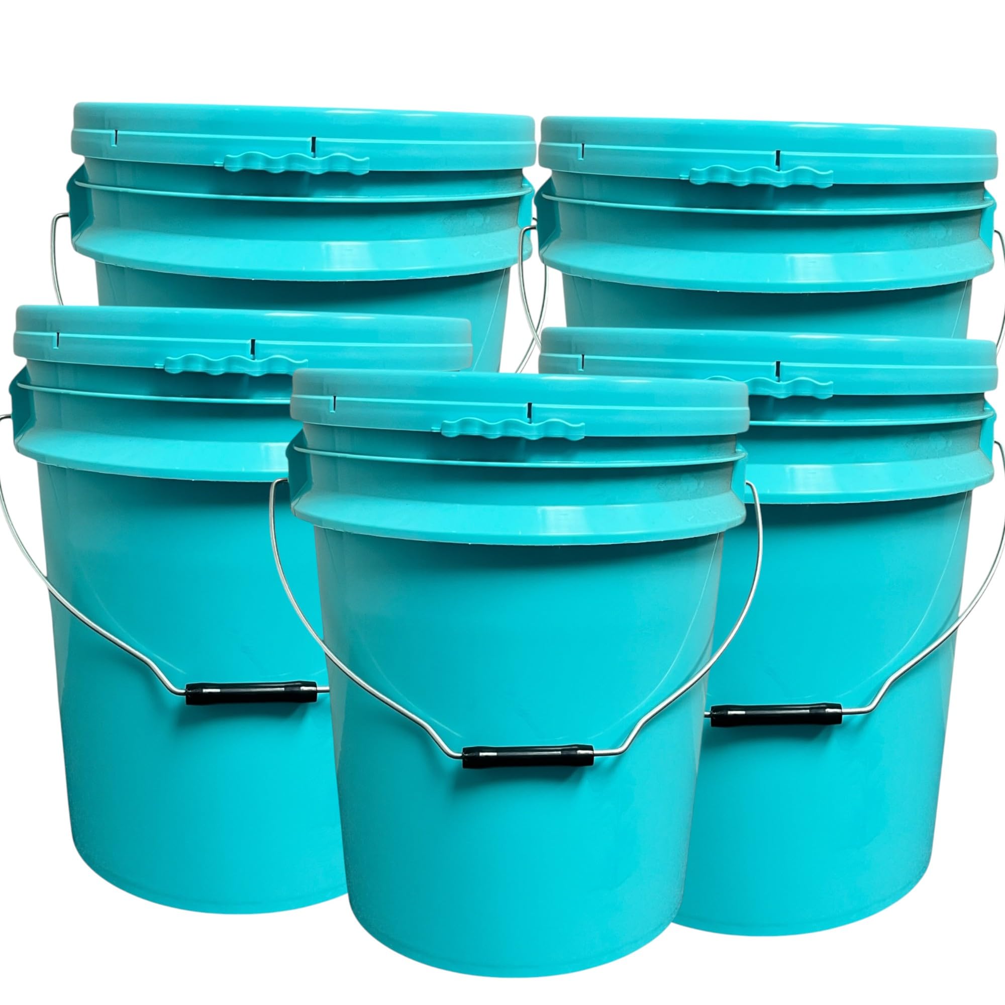 5-Gallon Bucket Pail Container with Lid | Metal Handles with Plastic Grip for Easy Carrying | Easy Stack and Store | Heavy-Duty Extra Durable | Food Grade (5, Blue)