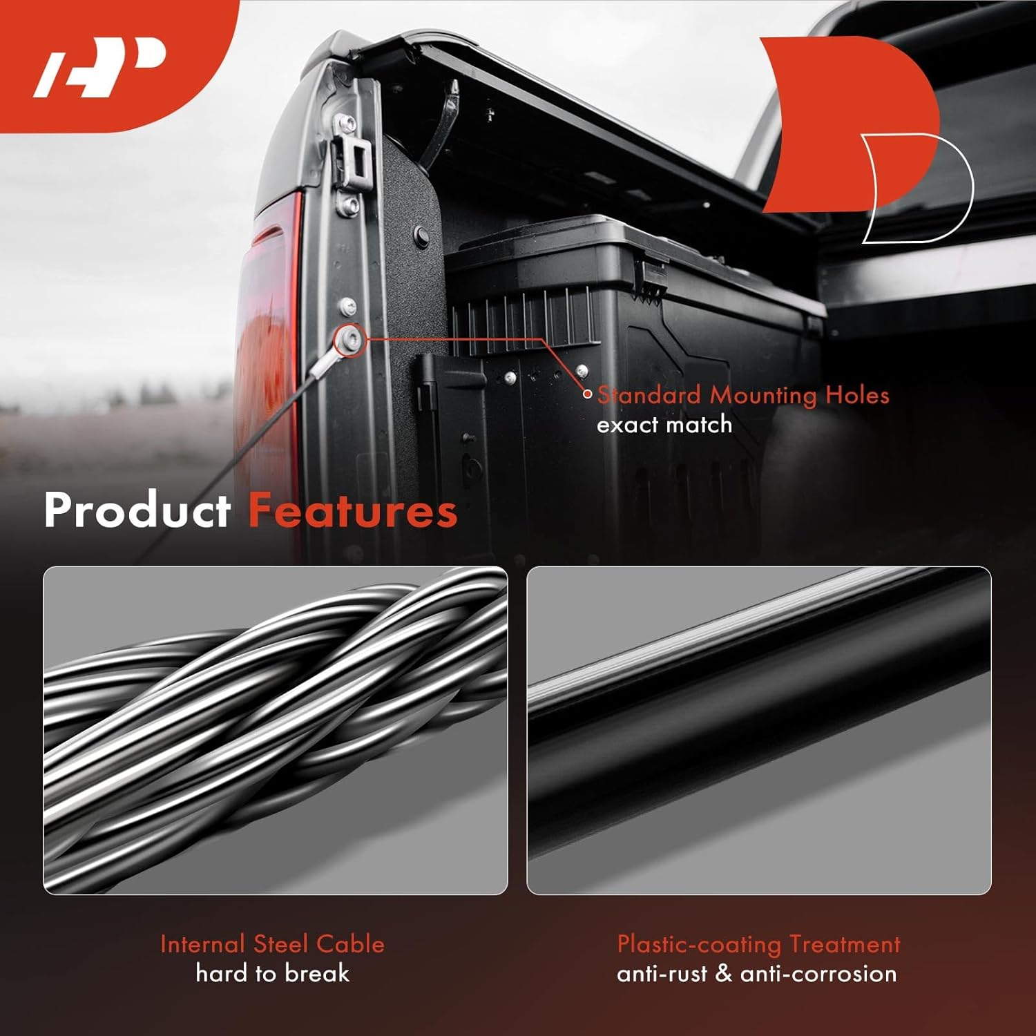 A-Premium Tailgate Support Cable Compatible with Chevrolet Colorado & GMC Canyon, 2018 2019 2020 2021 2022, 17 Inch, Driver and Passenger Side, Set of 2