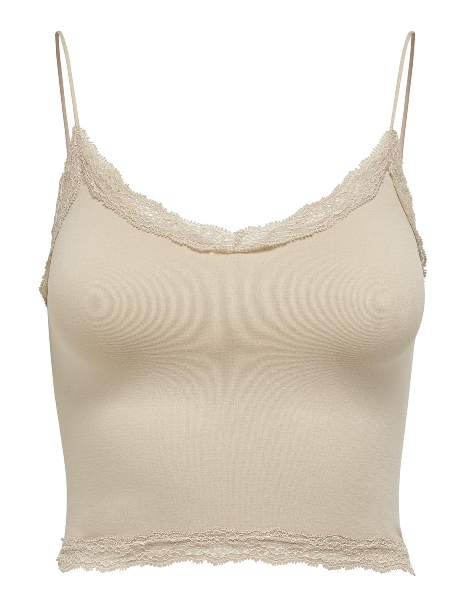 ONLY Women's Onlvicky Lace Crop Top Nude, UK M-L | EU 40-42