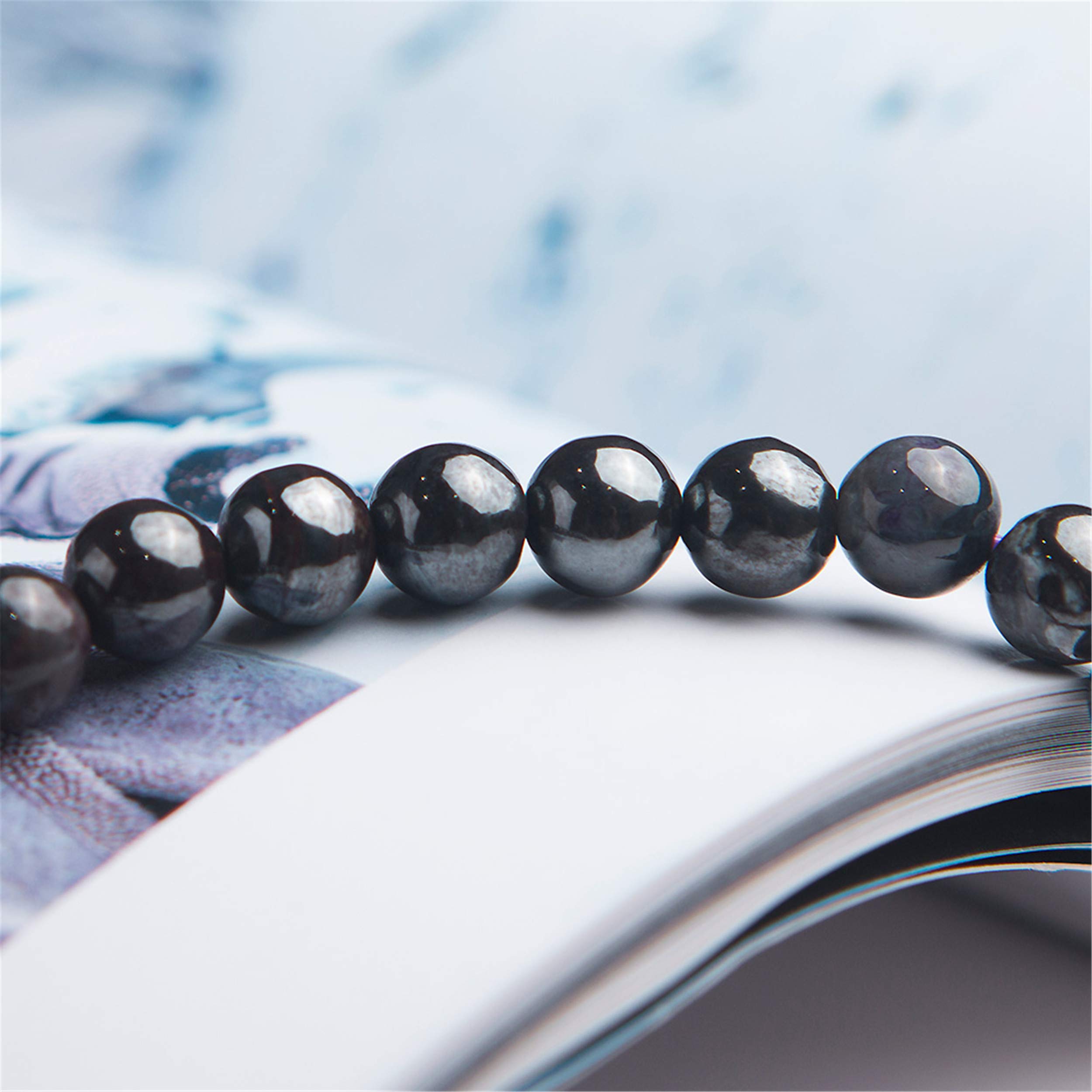 CCXXYGWJ Gioielli Bracciale con Perline Rotonde Elasticizzate in di sugilite Naturale Autentico da 6,5 ​​mm
