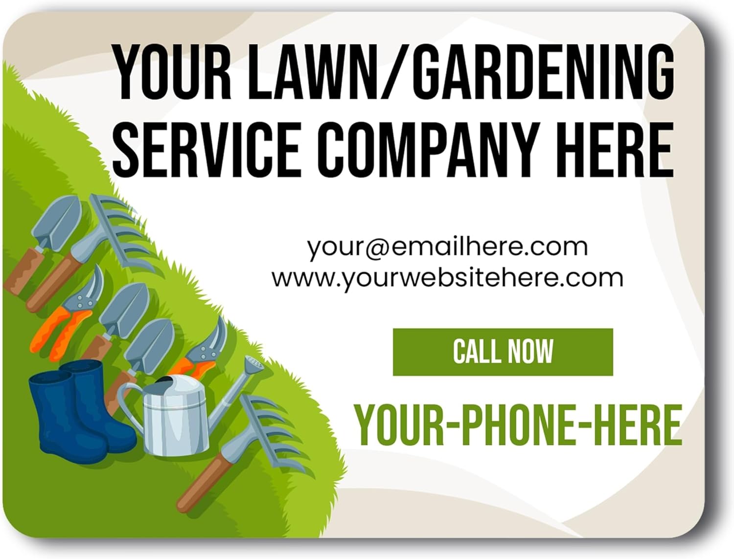 Magnet Me Up Custom Car Magnet, Lawn, Gardening Service, Vehicle Business Magnetic Sign, 24x18 Inches, 2 Pack, Customizable with Company Name, Contact Details, Bumper Magnet, Crafted in USA