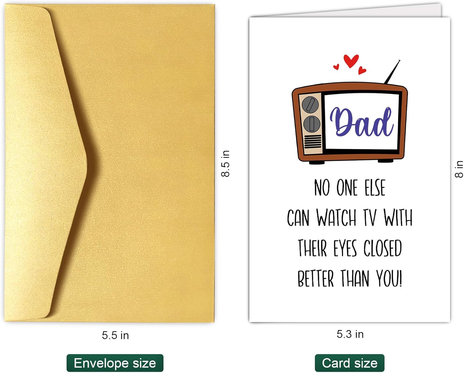 Chenive Funny Birthday Card for Dad, Dad Birthday Card from Daughter Son, Humorous Father's Day Card, Dad Greeting Card, Watch TV With Eyes Closed - Image 2