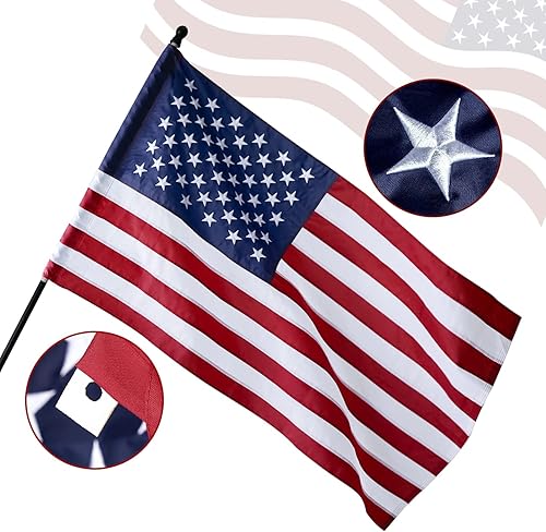 XIFAN Bandera estadounidense de alta calidad, estilo de manga de poste de 3 x 5, nailon 210D resistente para exteriores, más fuerte de larga