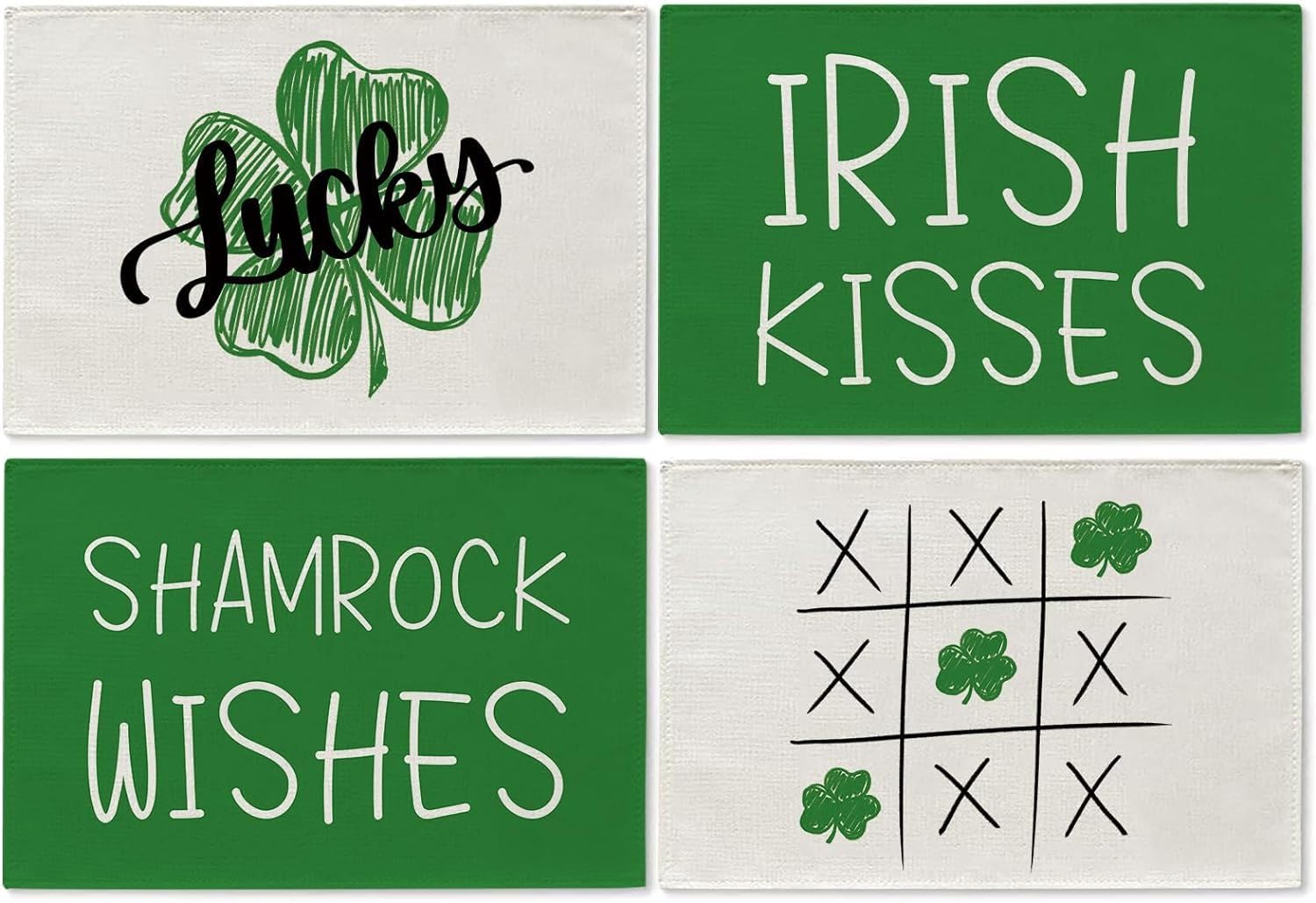Seliem St. Patrick’s Day Tischsets, 4er Set – Rosa Kleeblatt, 30,5x45,7 Cm, Baumwollleinen
