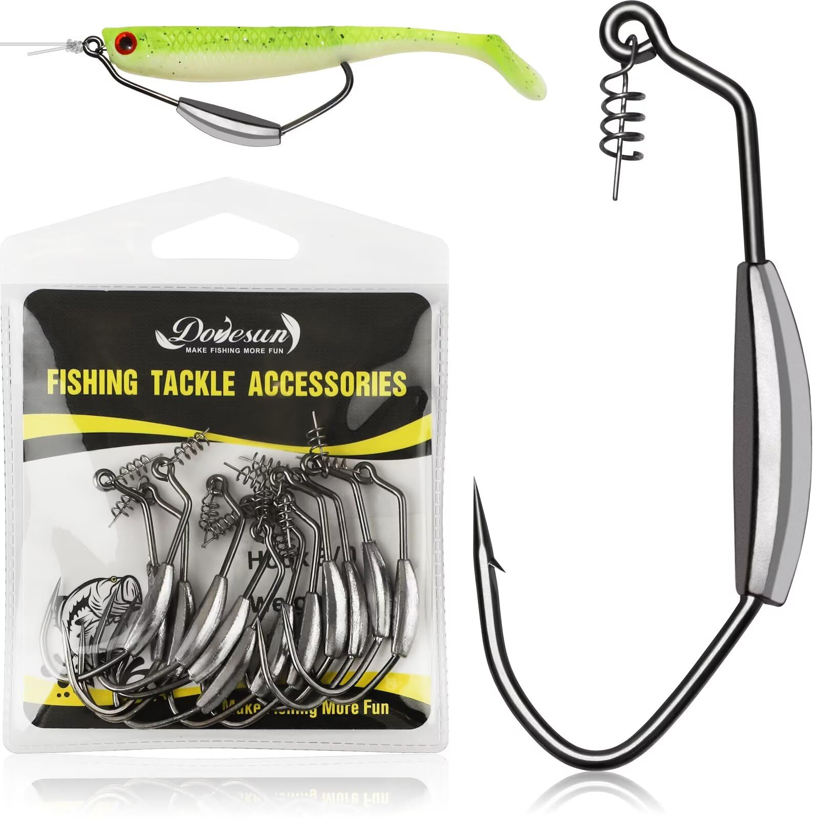 Dovesun Pack of 12 Fishing Hooks Weighted Swimbait Hooks Saltwater  Freshwater Worm Weedless Hooks for Bass Fishing 4/0 : Amazon.sg: Sporting  Goods