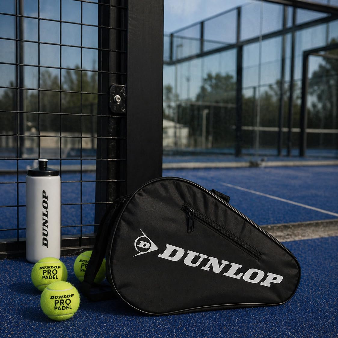 Dunlop Padel Small Paletero – Sac de Padel pour 2 Raquettes, Doublure Thermique Contre la Chaleur, Poche Extérieure pour Accessoires, Bandoulière Réglable, Résistant et Compact, Noir