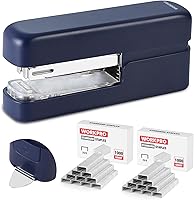 WORKPRO 2-in-1 Flat Clinch Stapler, 40-Sheet Capacity, Built-in Remover & Storage, 2000 Staples Included - Non-Slip Office Stapler, Dark Blue