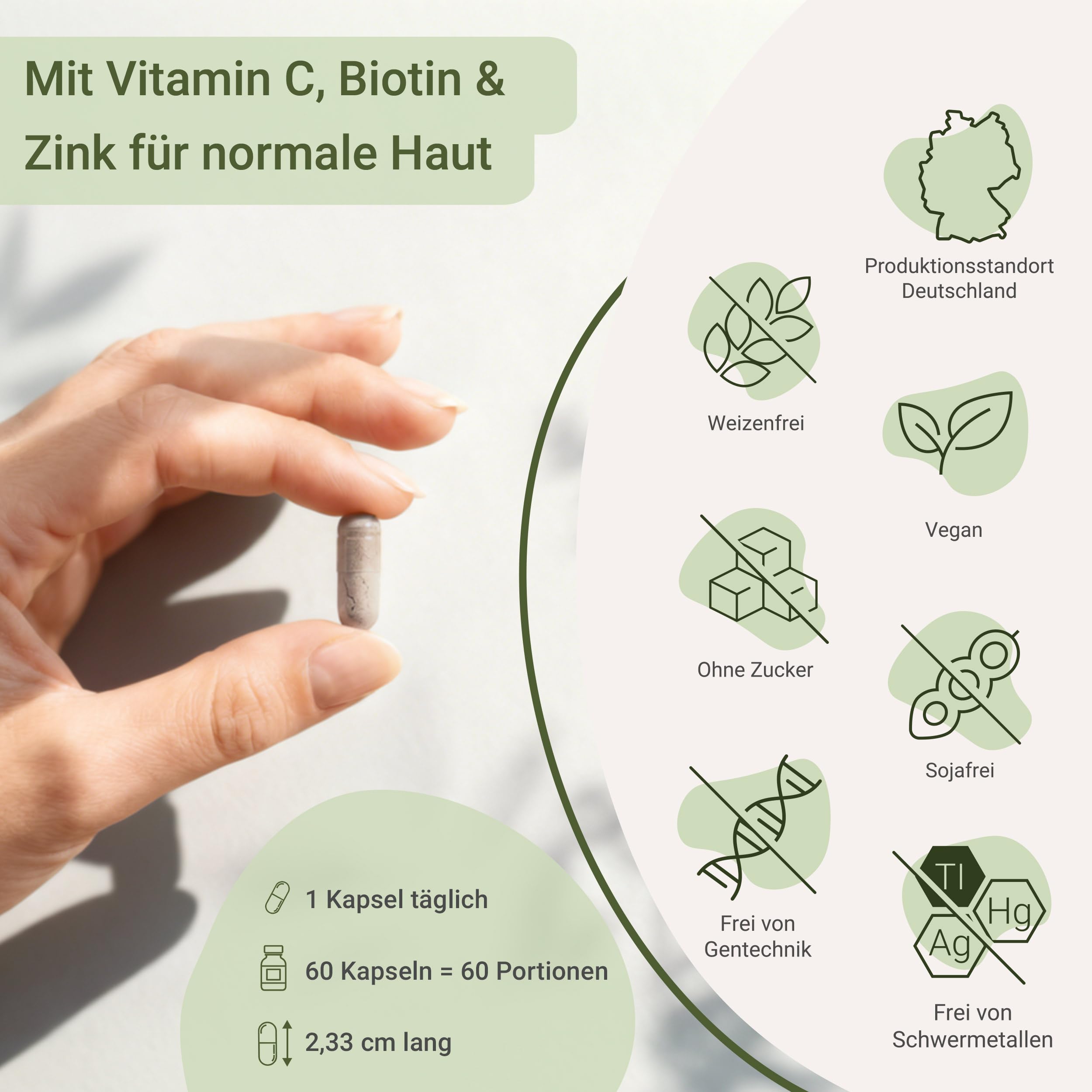 for you haut vital - 2x60 Doppelpack Kapseln mit Ceramosides™ Weizen- Lipid-Extrakt, Granatapfel-Extrakt, Hyaluronsäure, Vitaminen & Mineralstoffen zur Erhaltung normaler Haut - Schönheit von innen
