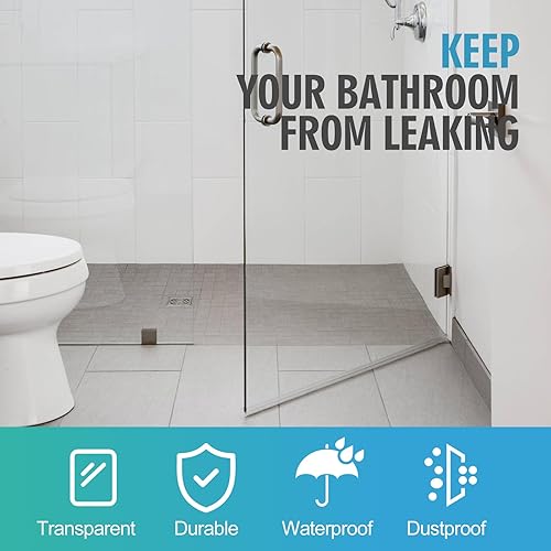 Miniatura 3 de MFYO sello inferior sin marco para puerta de regadera para vidrio de 14 pulgada 36 pulgadas de largo vinilo transparente