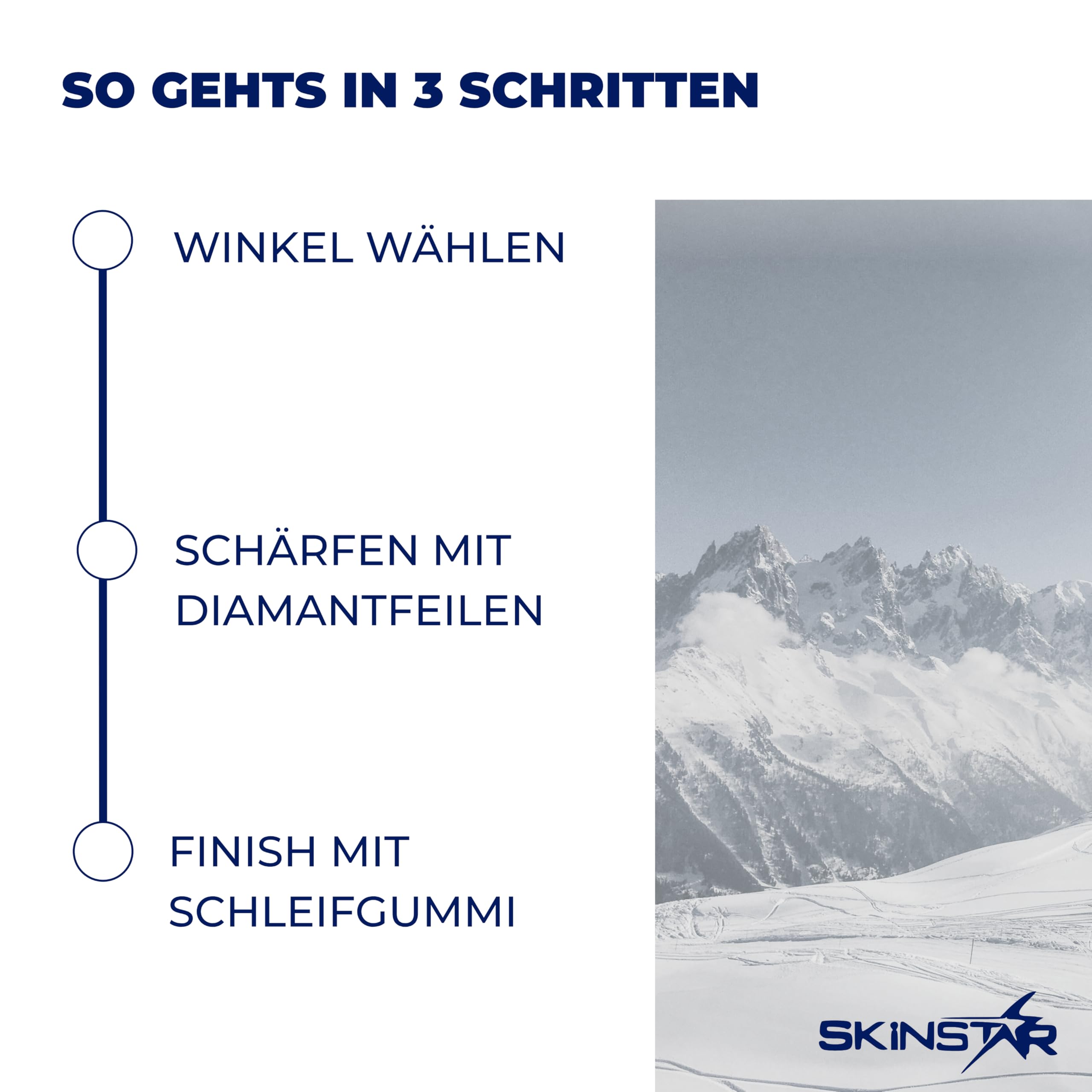 SkinStar Ergo Sharp Profi Edger Kantenschleifer 90-85 | Seitenkantenschleifer Ski & Snowboard | Diamantfeilen Set 4X 240/360/500/1000 | inkl. WC Feile 80mm + Schleifgummi | Made in Italy