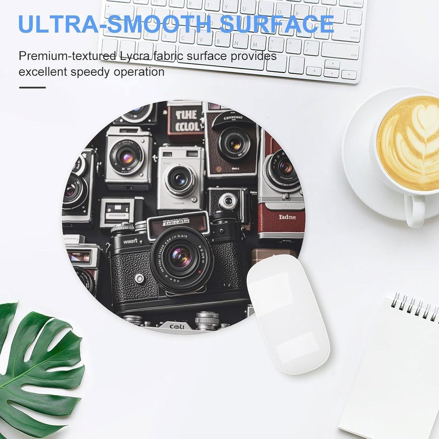 Retro Cool Camera Collection Mouse Pad Round Computer Mouse Mat with Non-Slip Rubber Base Portable Round Mouse Pad Cute Funny Gaming Mousepad for Office Gaming, Desk Accessory 7.8 X 7.8 Inch image 4