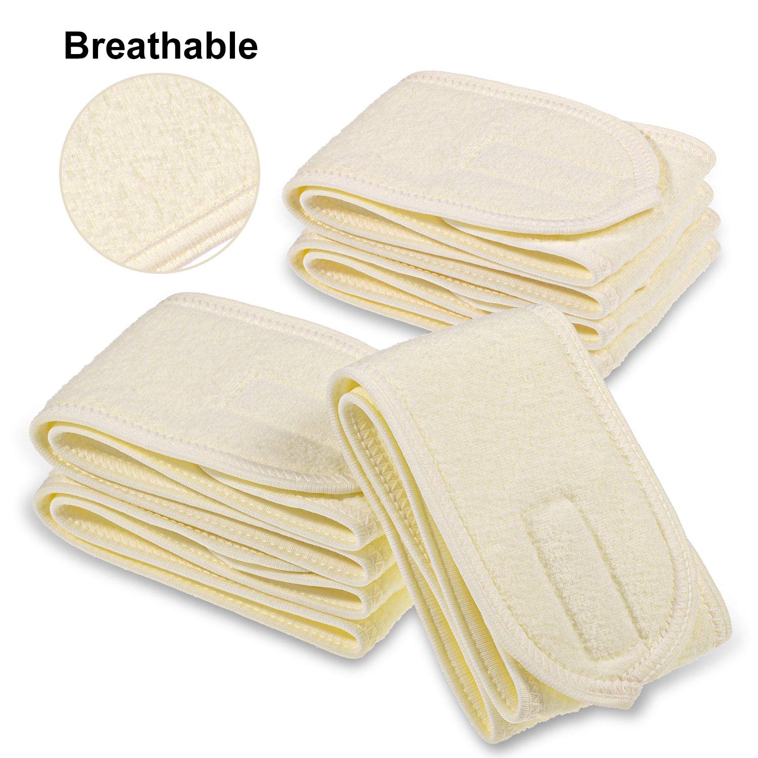 Whaline Spa Facial Headband 4 Packs Head Wrap Terry Cloth Headband Adjustable Stretch Towel for Bath, Makeup and Sport (Yellow) image 4