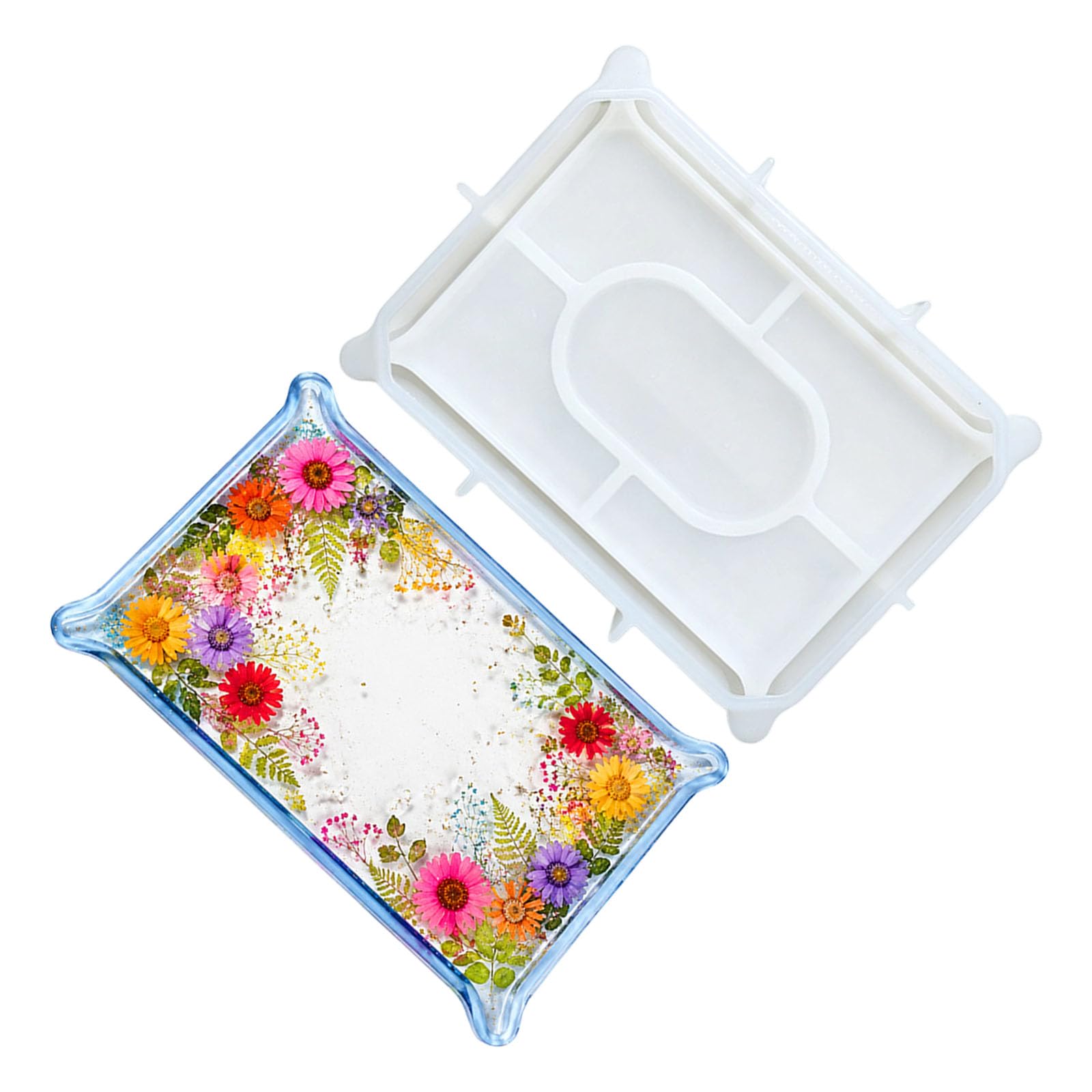 Elnwnnkc Decorative Resin Mold for Tray Making, Flexible Silicone Craft Mold for Jewelry Storage and Home Decor Projects Epoxy Resin Jewelry Plate Tray Molds