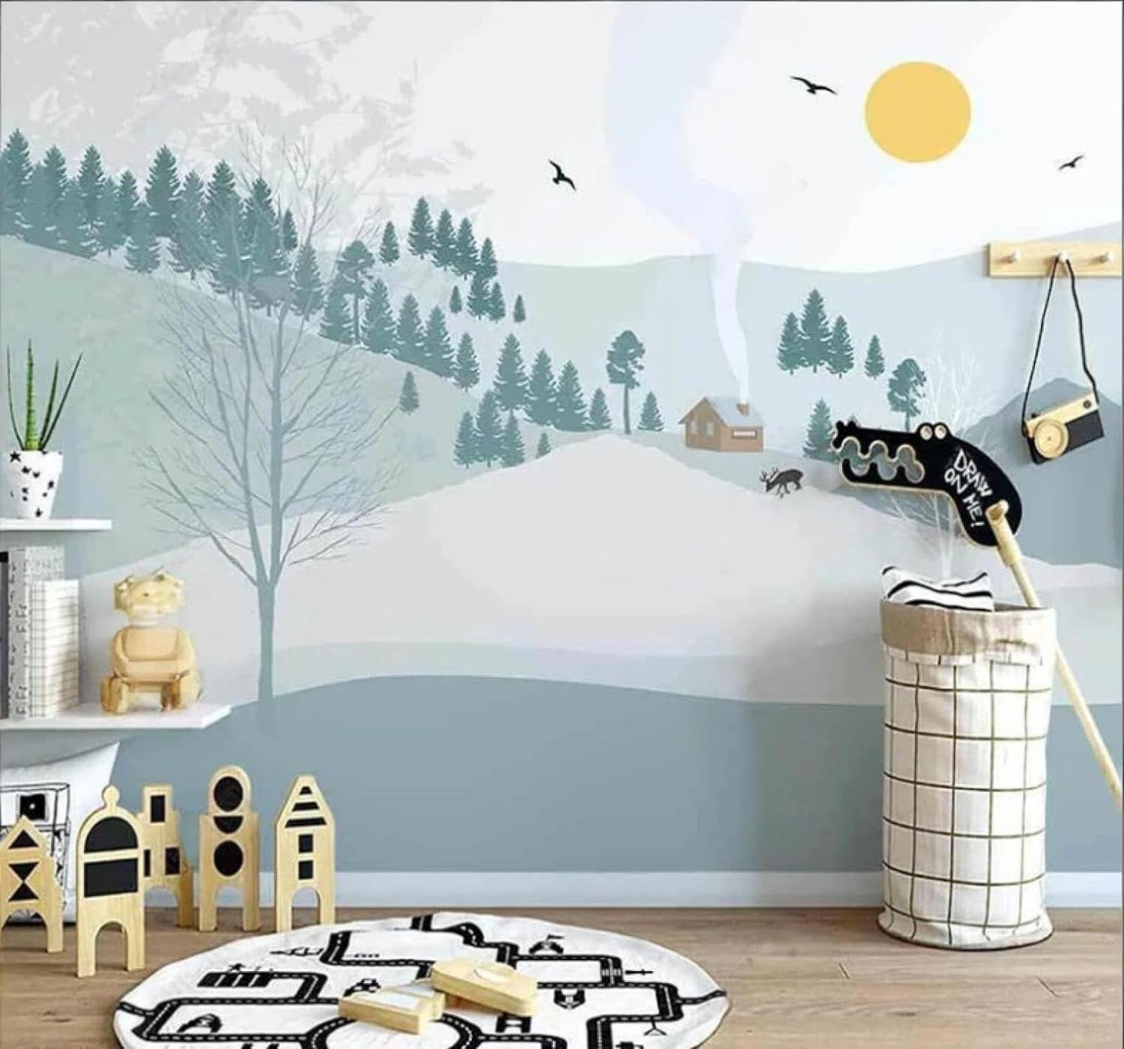 XLMING Hand Drawn Fresh Valley Forest Cottage 3D Wallpaper Luxury Home Dining Decor Paste Sofa Living Room The Wall for Bedroom Mural-200cm×140cm