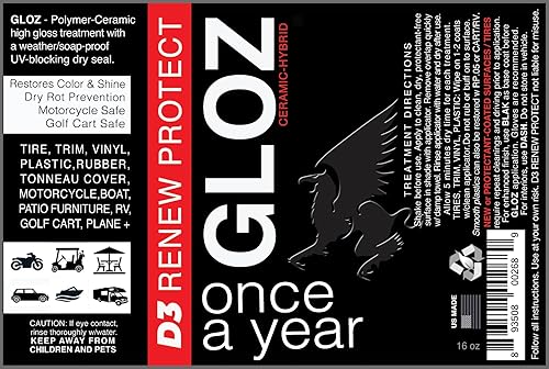 Miniatura 5 de GLOZ - Tratamiento para recortar, brillo de neumáticos y preservación, motocicleta, carrito de golf, caja fuerte para caravanas, restauración OEM,