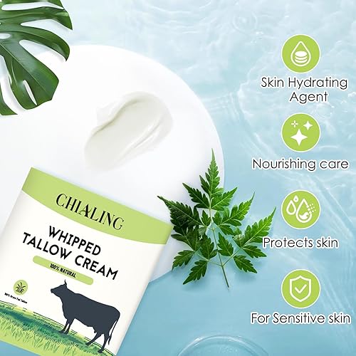Miniatura 2 de Tallow de ternera para la piel, crema hidratante facial de seco, 100% sopa de carne alimentada con pasto y bálsamo de miel, loción corporal de sargo