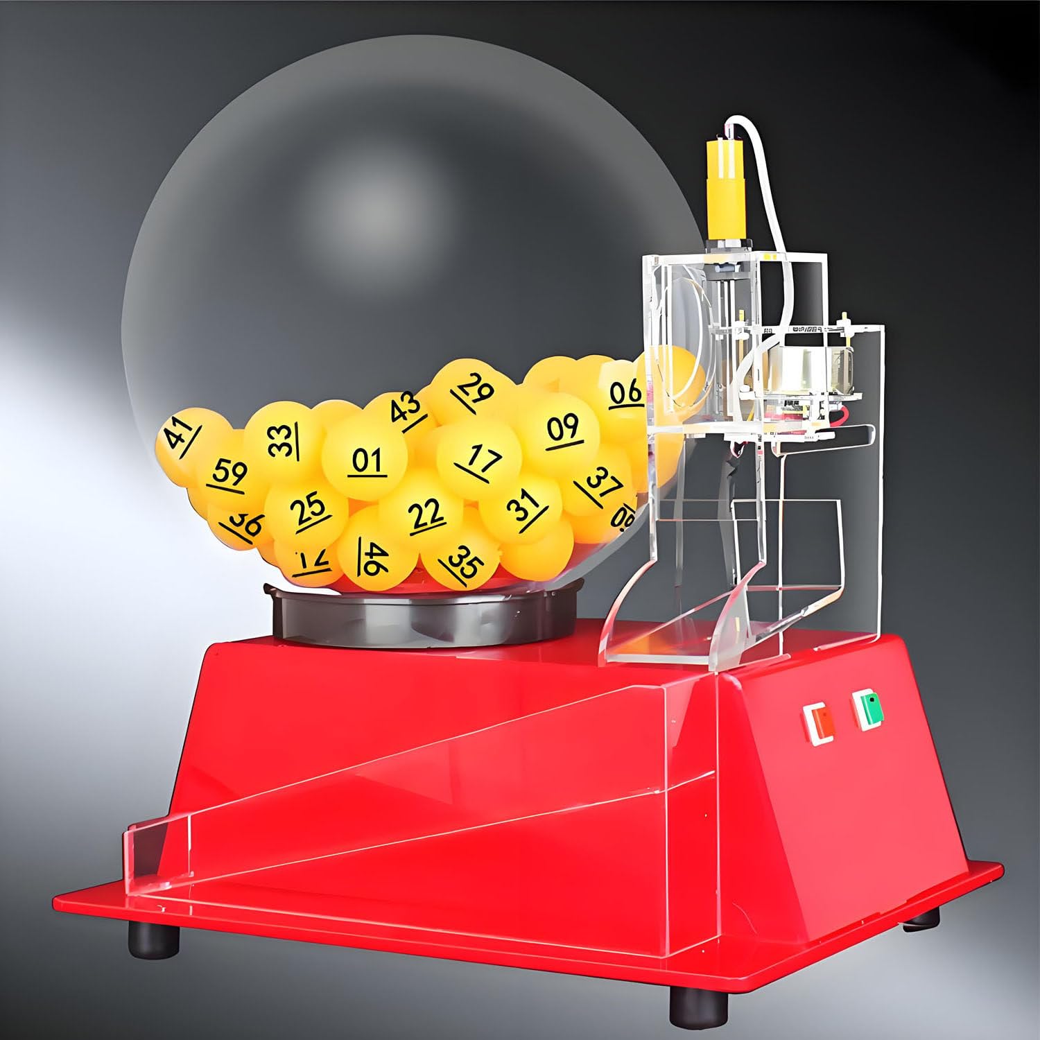 Aiodio Red Random Ball Selector Machine, Electric Bingo Cage