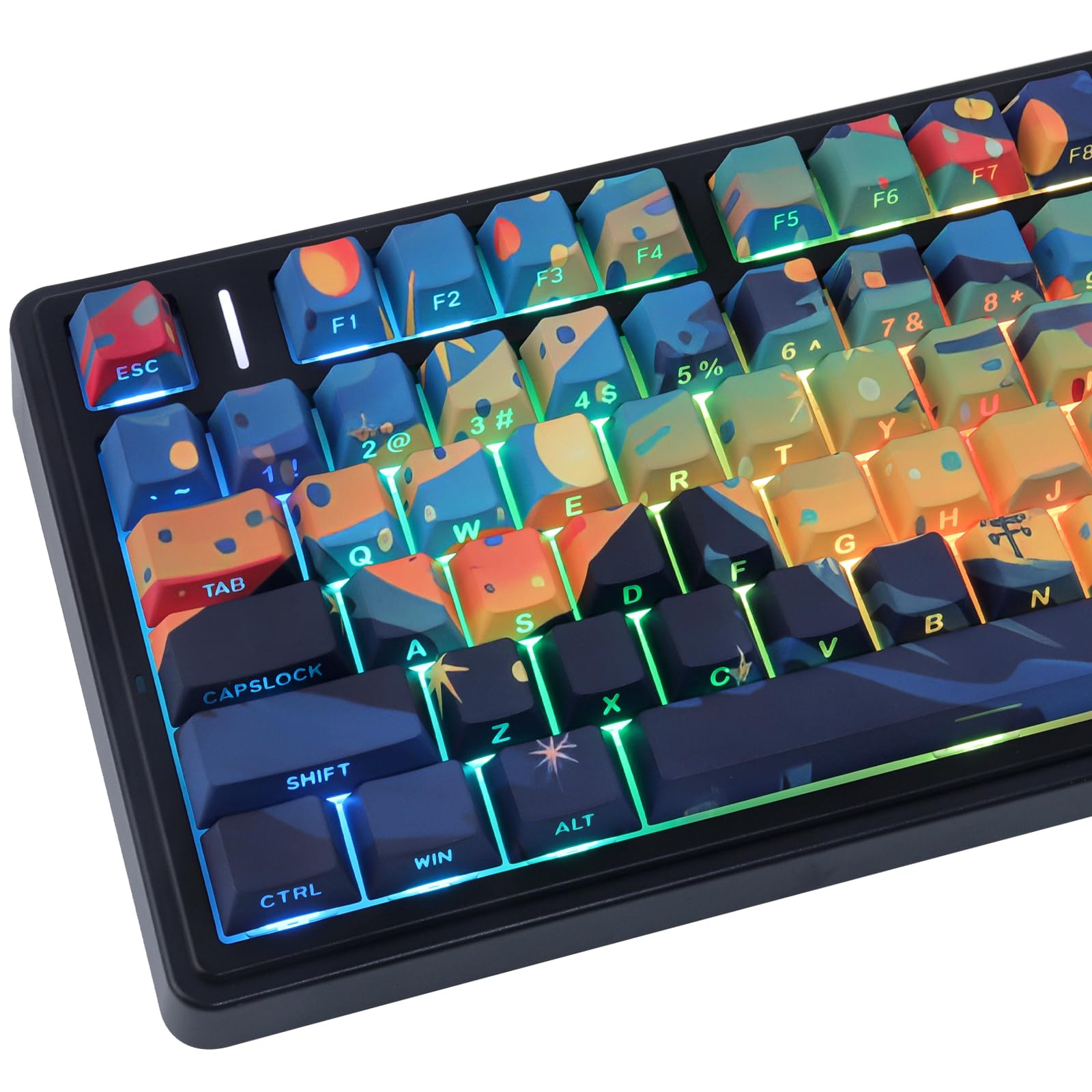 PBT Keycaps 133 Keys Double Shot Starry Sky Keycaps, Shine Through Side Printed Keycaps, Cherry Profile Dye Sublimation Keycap for Cherry MX Switch ANSI & ISO Layout Mechanical Keyboards