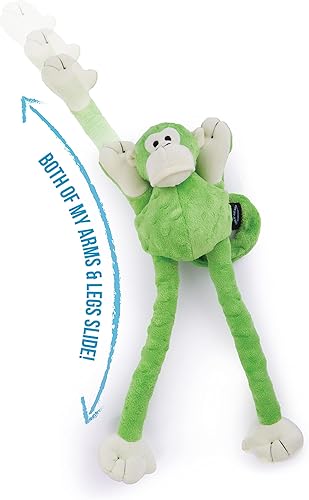 Miniatura 8 de Juguete para perro de felpa resistente, goDog Crazy Tugs sasquatches con tecnología Chew Guard , Lime Monkey, L, Lime