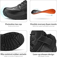 Vista 3 de NORTIV 8 - Botas tácticas de trabajo tipo militar para hombre, para senderismo, motociclismo y combate