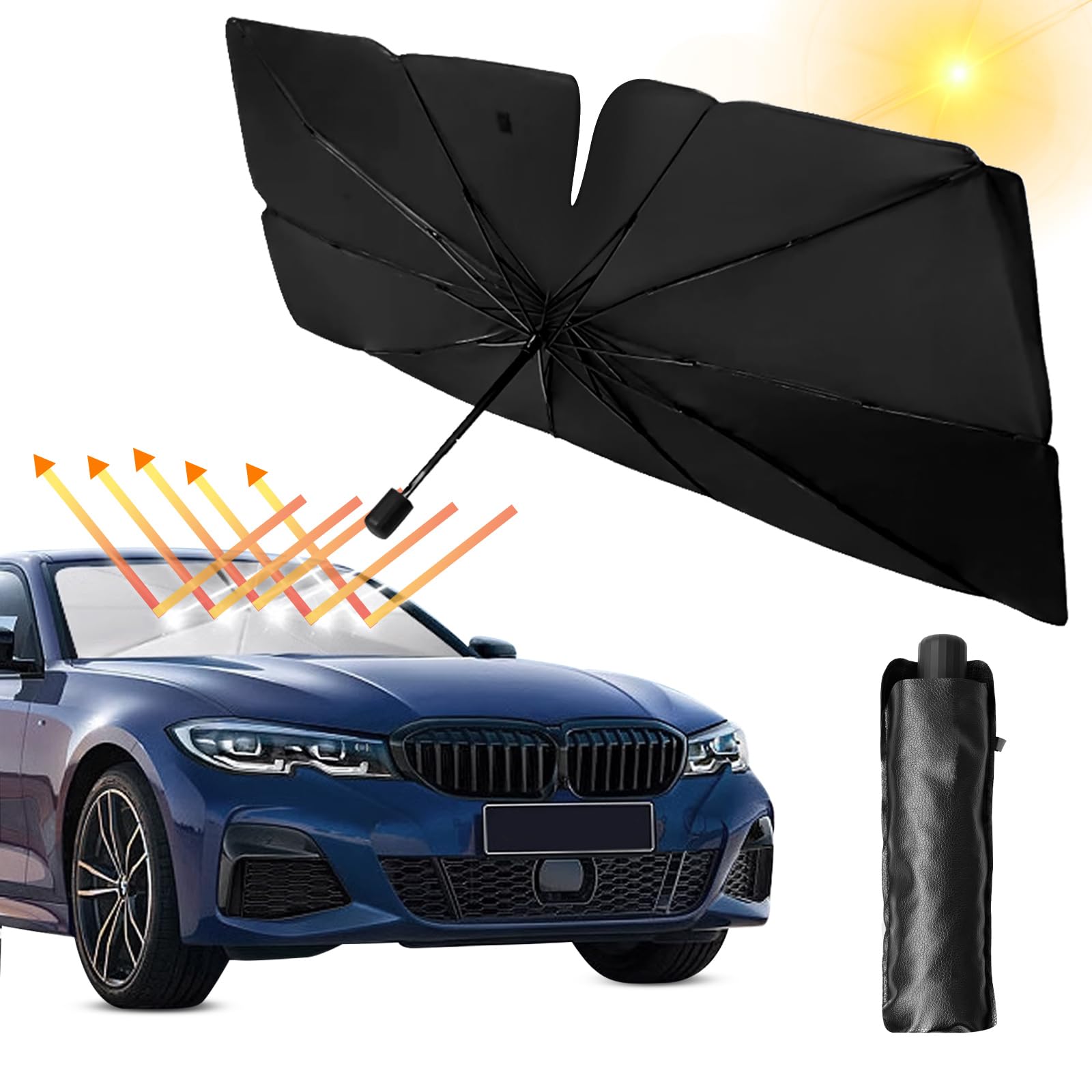 Parapluie Pare Soleil Pare Brise Avant De Voiture Rotation à 360° Amélioré Parapluie De Voiture