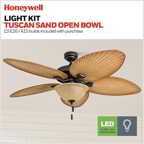 Miniatura 4 de Honeywell Ceiling Fans Palm Valley 50507-01 - Ventilador de techo tropical para interiores y exteriores de 52 pulgadas con luz, cadena de tracción,