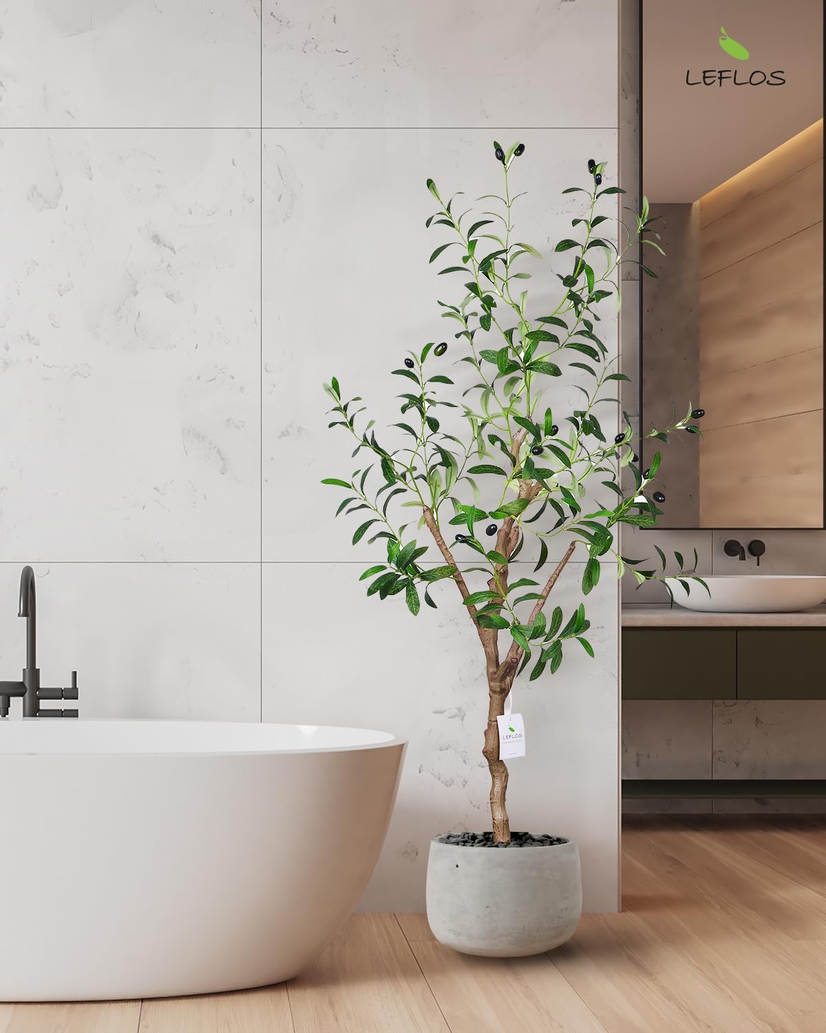 Olivier Artificiel Leflos 120cm - 2 Pièces - Tronc Réaliste - Branches Ajustables - Déco Intérieur