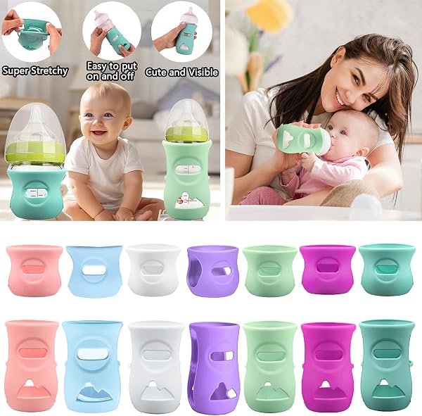 of 3pcs / 1pc Protective Silicone Covers for Glass Bottles Shatter Proof Holder Case Sleeve 120 / 240ml Bottle Holder Case - 4
