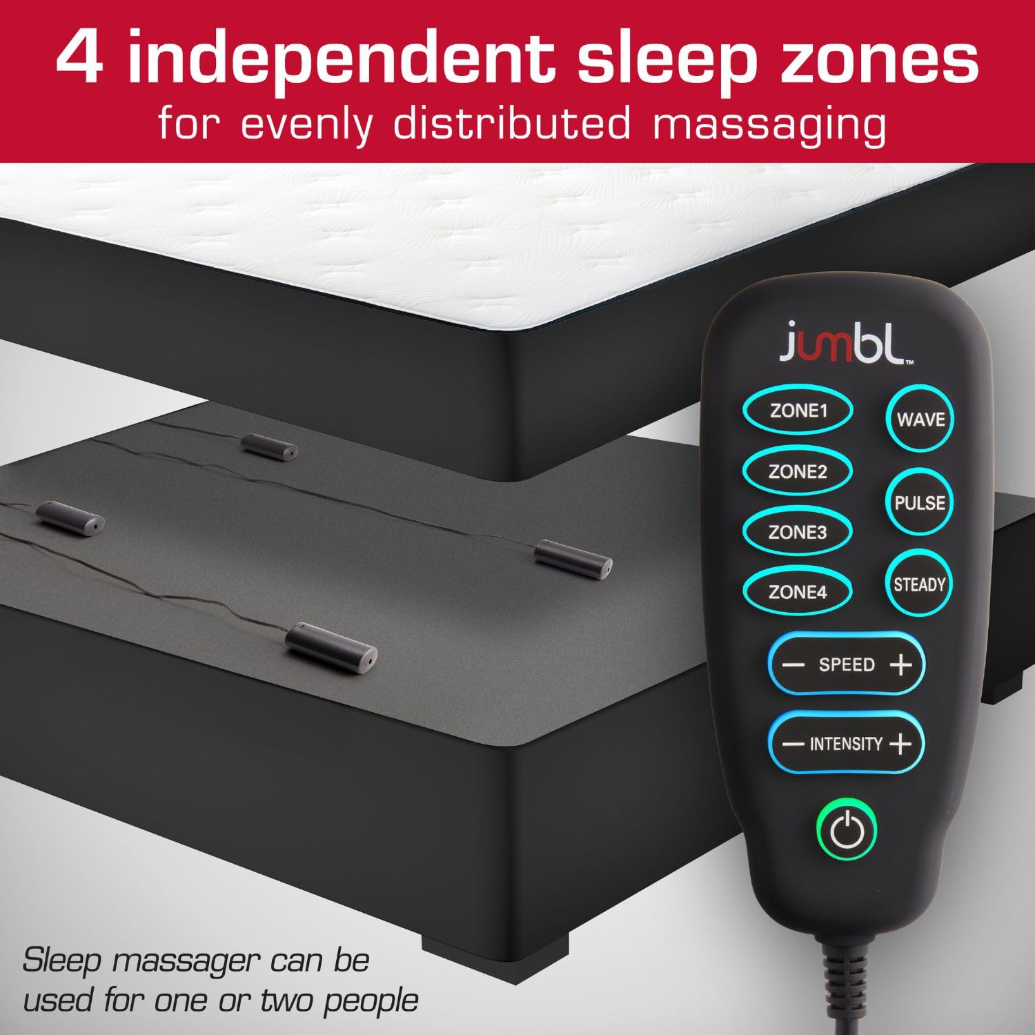 Amazon.com: Jumbl Vibrating Mattress Massager for Bed  4-Zone Sleep  Therapy Pad with Adjustable Intensity & Timer, Relaxation Massage for  Stress Relief and Better Sleep : Everything Else