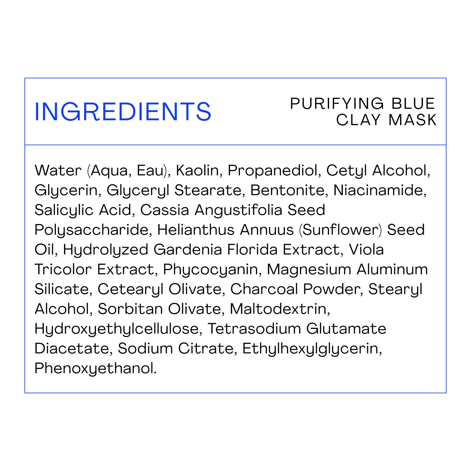 The Outset Mascarilla purificadora de arcilla azul, suave, sin fragancia, desintoxicante, sin secado, hidratante, aclarante para puntos negros y poros, limpia, vegana, sin gluten, para todo tipo de