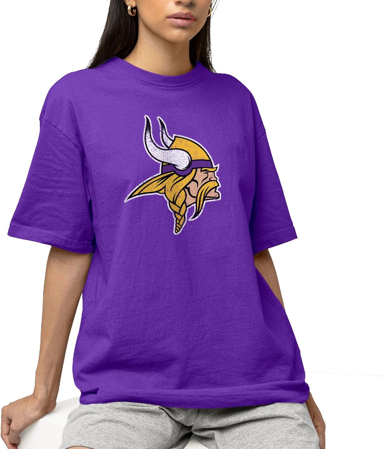 Hybrid Sports NFL - Minnesota Vikings - Distressed Team Logo - Men's and Women's Short Sleeve T-Shirt - Size X-Large Minnesota Vikings - Purple - Image 2