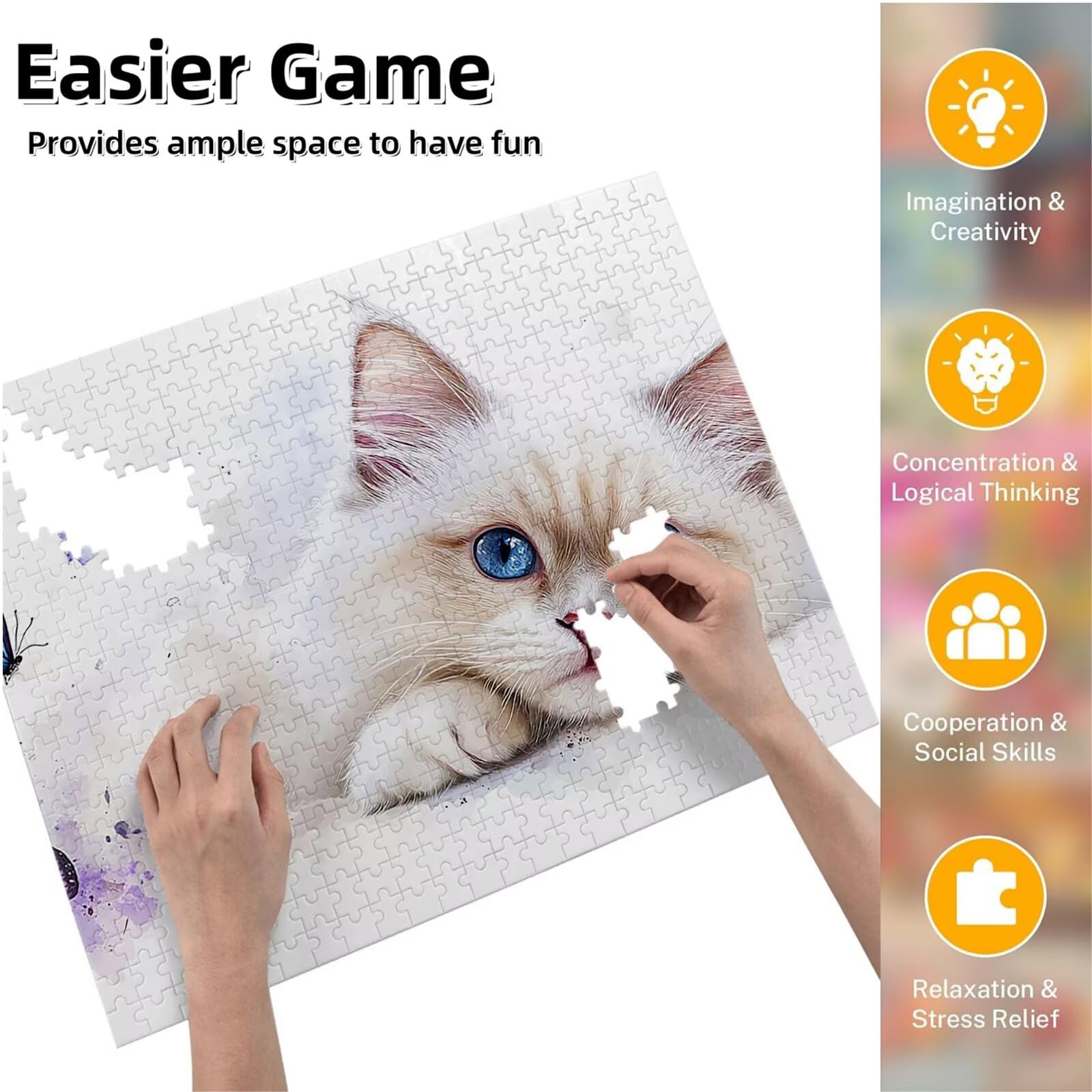 Puzzle dla dorosłych, 5000 sztuk, trudne drewniane puzzle, gra, gra logiczna, gra ręczna, dekoracja rodzinna, kreatywna rozrywka, prezent 105 x 156 cm motyl kot 3 K0F-222