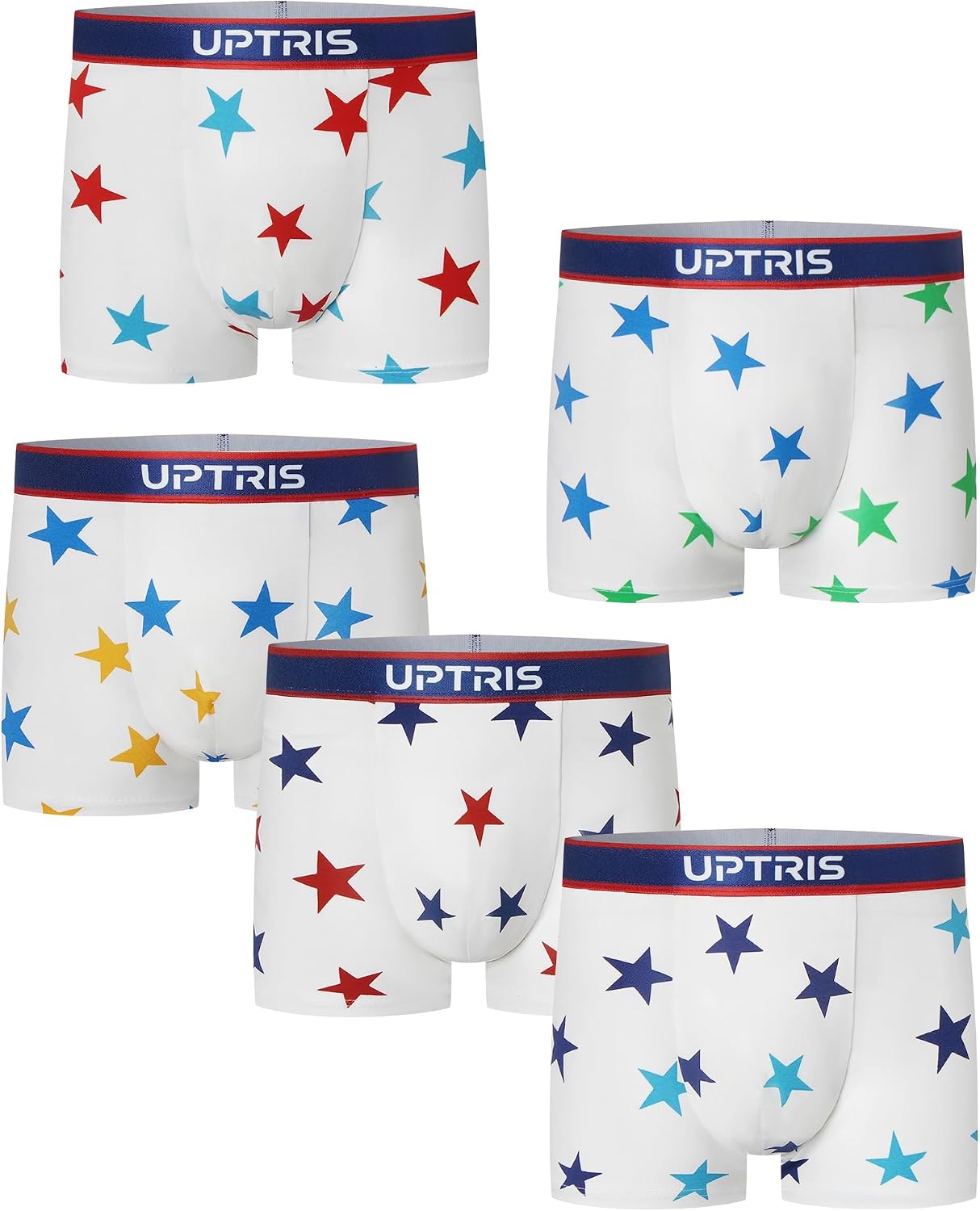 UPTRIS Boys Boxer Briefs Cotton Underwear Star Print Lightweight Mlutipacks