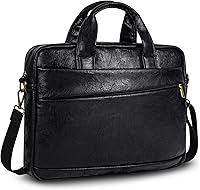 Vista 58 de Bolsa de mensajero para hombre de 17.3 pulgadas de lona/cuero para portátil, mochila para hombre, maletín para computadora, bolsa de hombro Marrón