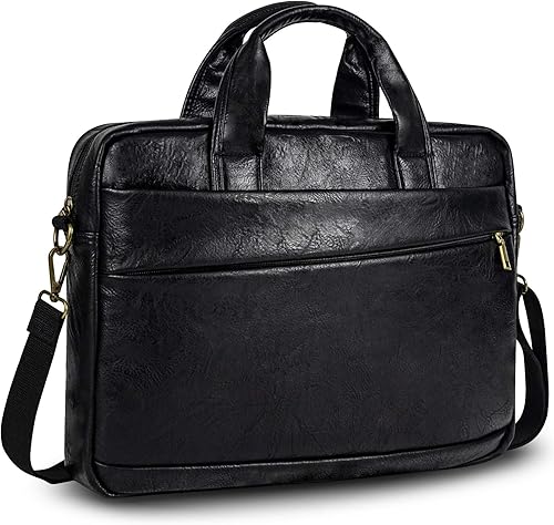 Miniatura 58 de Bolsa de mensajero para hombre de 17.3 pulgadas de lona/cuero para portátil, mochila para hombre, maletín para computadora, bolsa de hombro Marrón