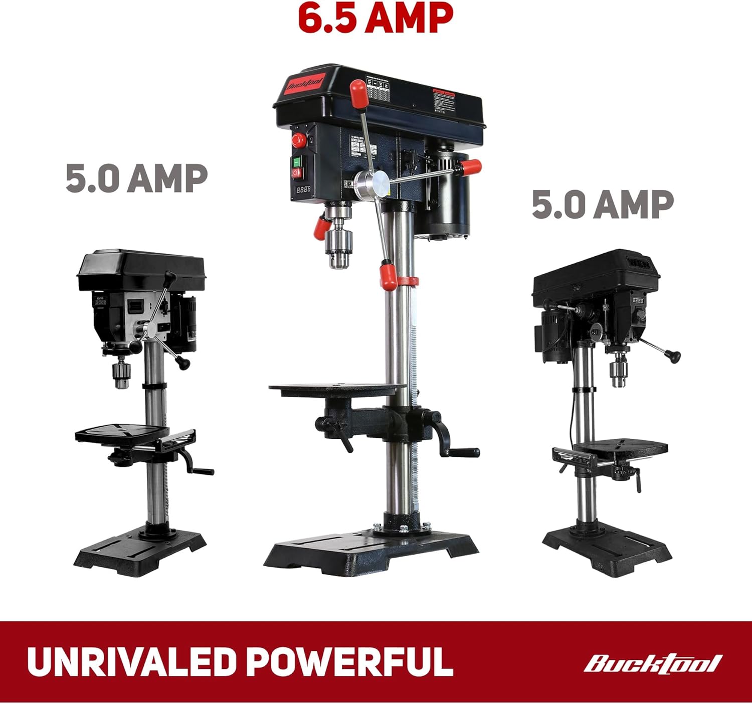 BUCKTOOL 12-INCH 6.2-A 3/4HP Professional Bench Drill Press, Powerful Benchtop Drill Press, Variable Speed Drill Press with IIIA Laser and Work Light BUCKTOOL 12-INCH 6.2-A 3/4HP Professional Bench Drill Press, Powerful Benchtop Drill Press, Variable Speed Drill Press with IIIA Laser and Work Light