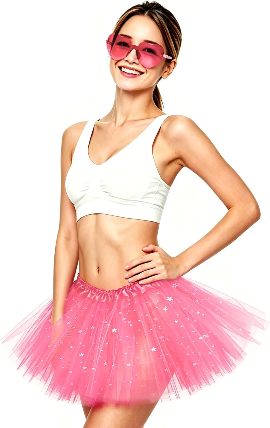 6 PCS Sequined Tutu Skirt Adult Tutus Skirts for Women Elastic Tulle Colored Tutus for Dance Run Halloween Party