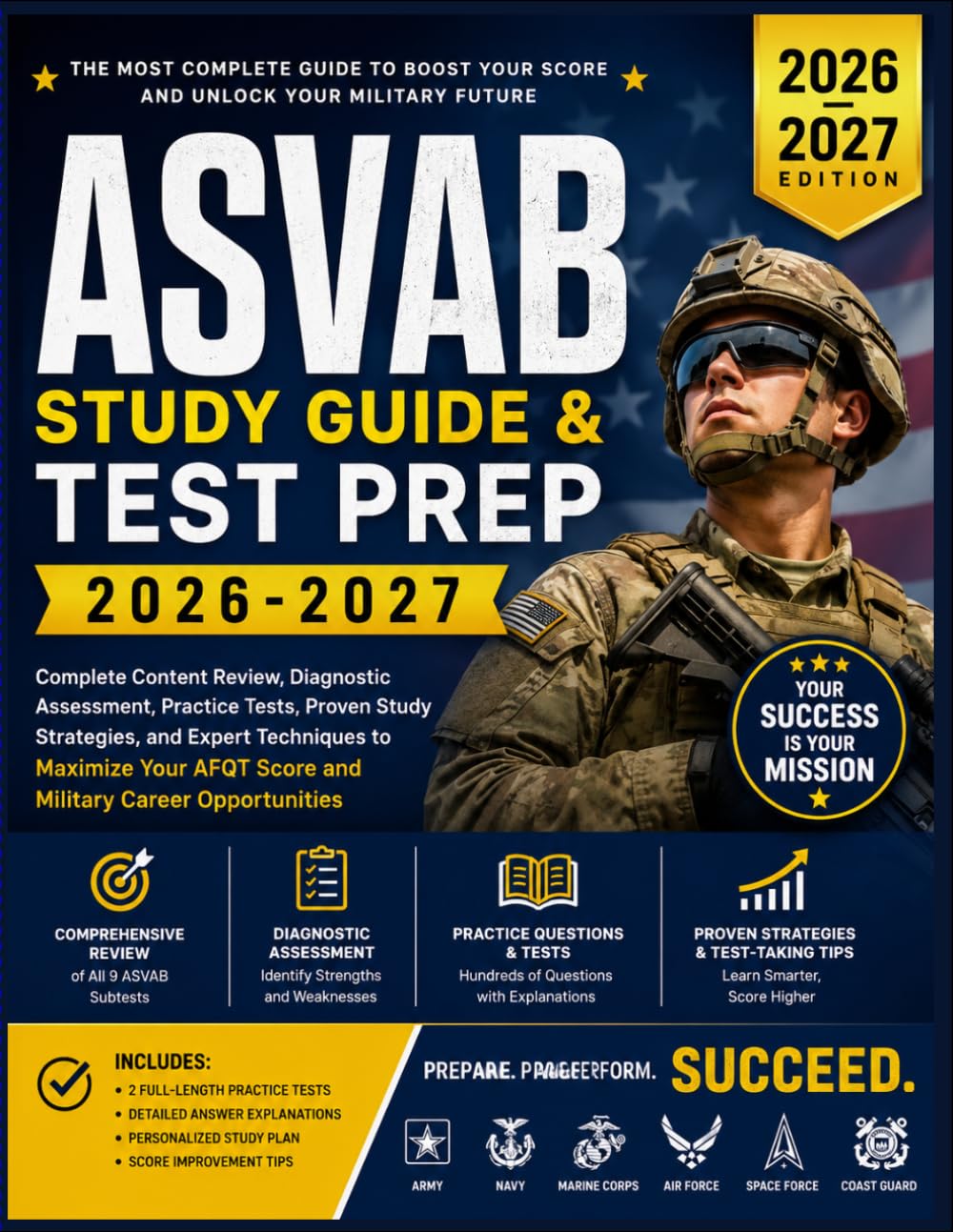 ASVAB Study Guide & Test Prep 2026-2027: Complete Content Review, Diagnostic Assessment, Practice Tests, Proven Study Strategies, and Expert ... AFQT Score and Military Career Opportunities