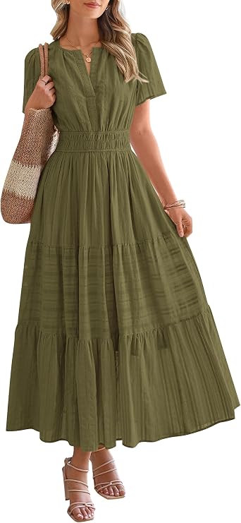 BTFBM Womens Summer 2026 Casual Maxi Dresses Lightweight Short Sleeve Dress
